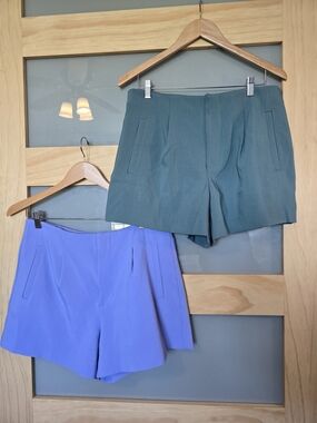 a new day Lot Of 2 High-Waist Tailored Shorts in Sage and Periwinkle